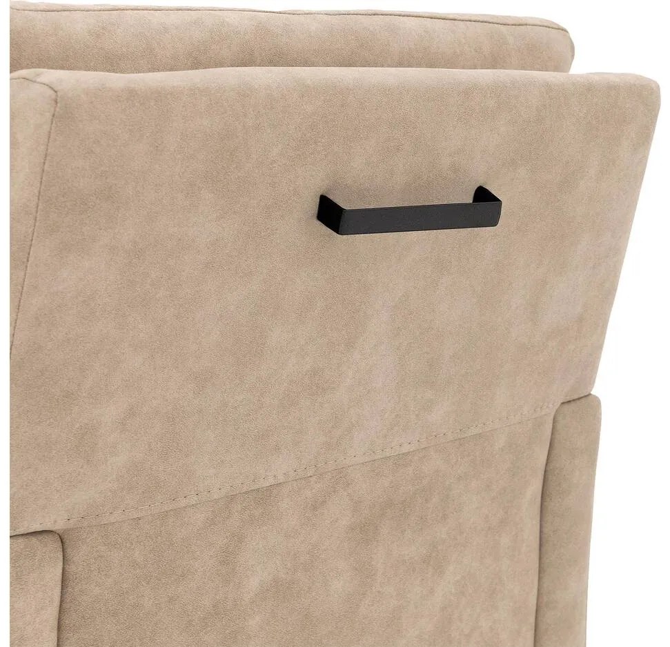 Goossens Eetkamerstoel Leen beige microvezel met armleuning en met wielen, stijlvol landelijk