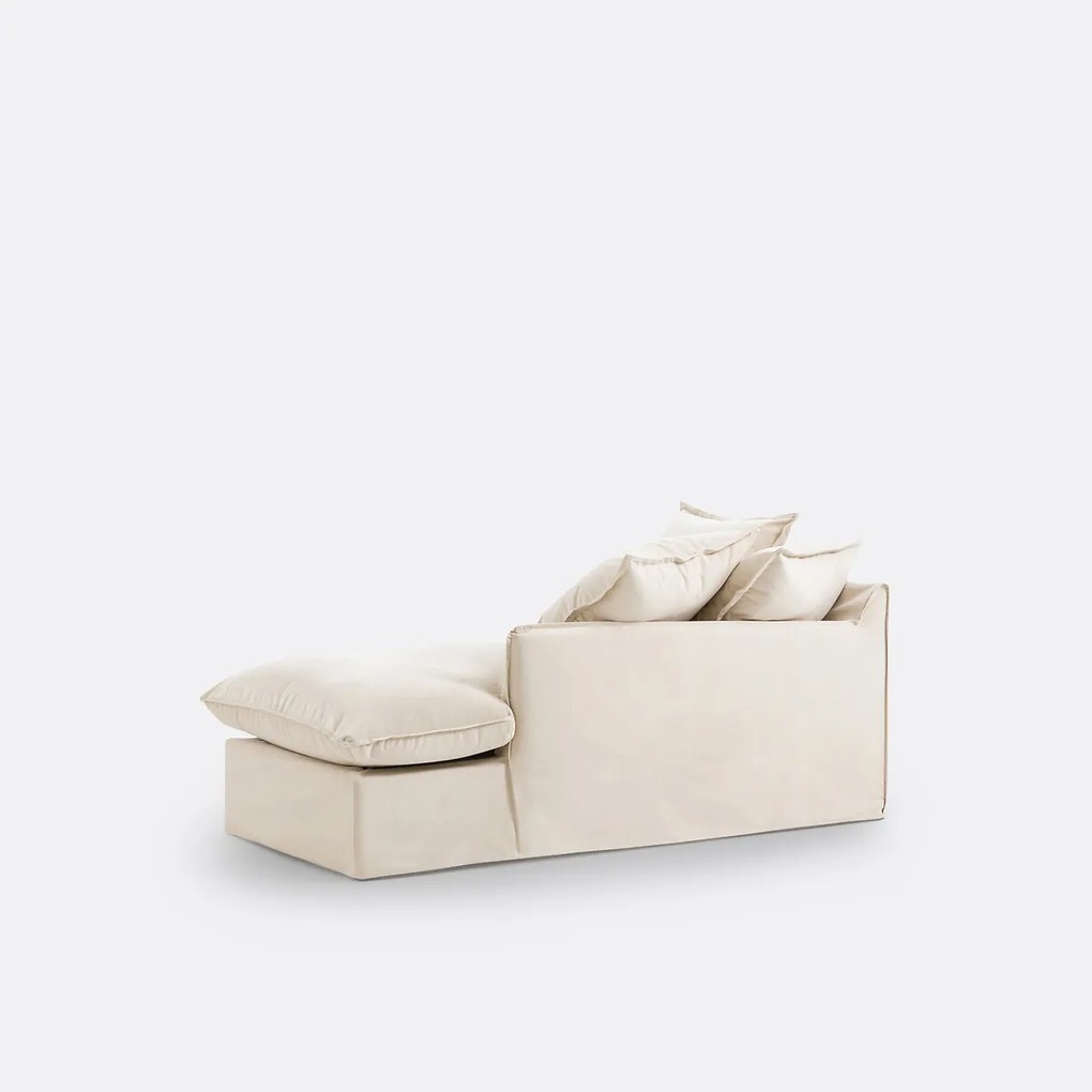 Rechte fluwelen longchair met afneembare hoezen, ODNA