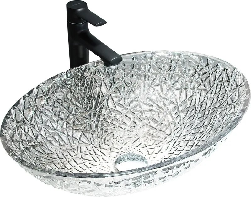 Mexen Goa glazen opzetwastafel 50 x 36 cm, transparant - 24085000
