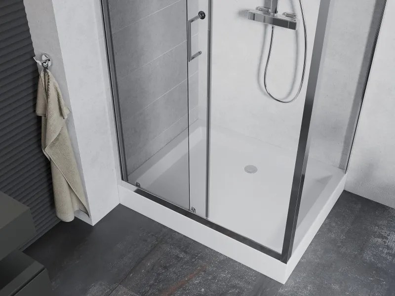 Mexen Apia schuifbare douchecabine 100 x 80 cm, transparant, chroom + Rio douchebak - 840-100-080-01-00-4510
