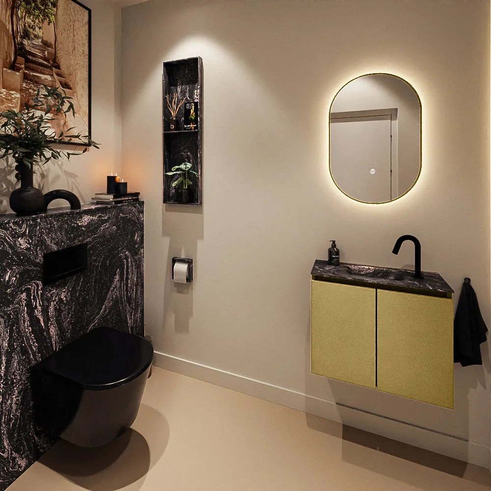 Mondiaz Ture DLux toiletmeubel 60cm oro met wastafel lava midden met kraangat