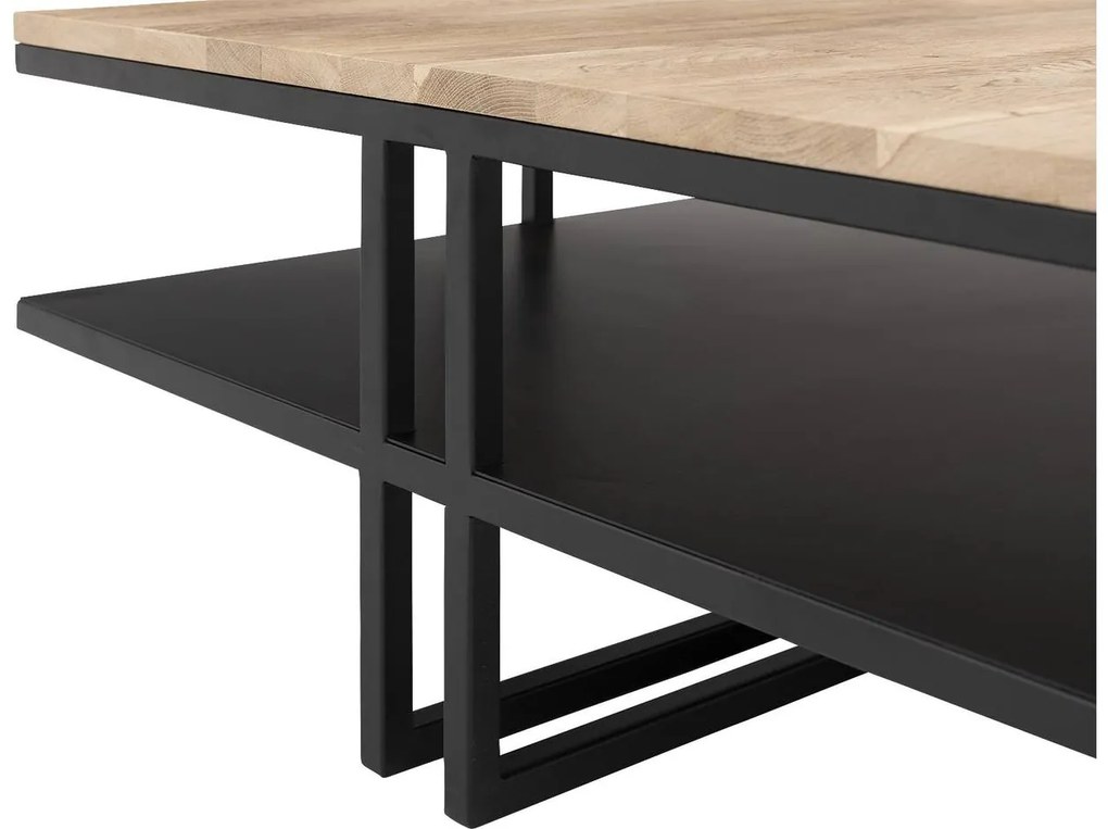 Goossens Salontafel Mamilo vierkant, hout eiken onbewerkt, elegant chic, 80 x 35 x 80 cm