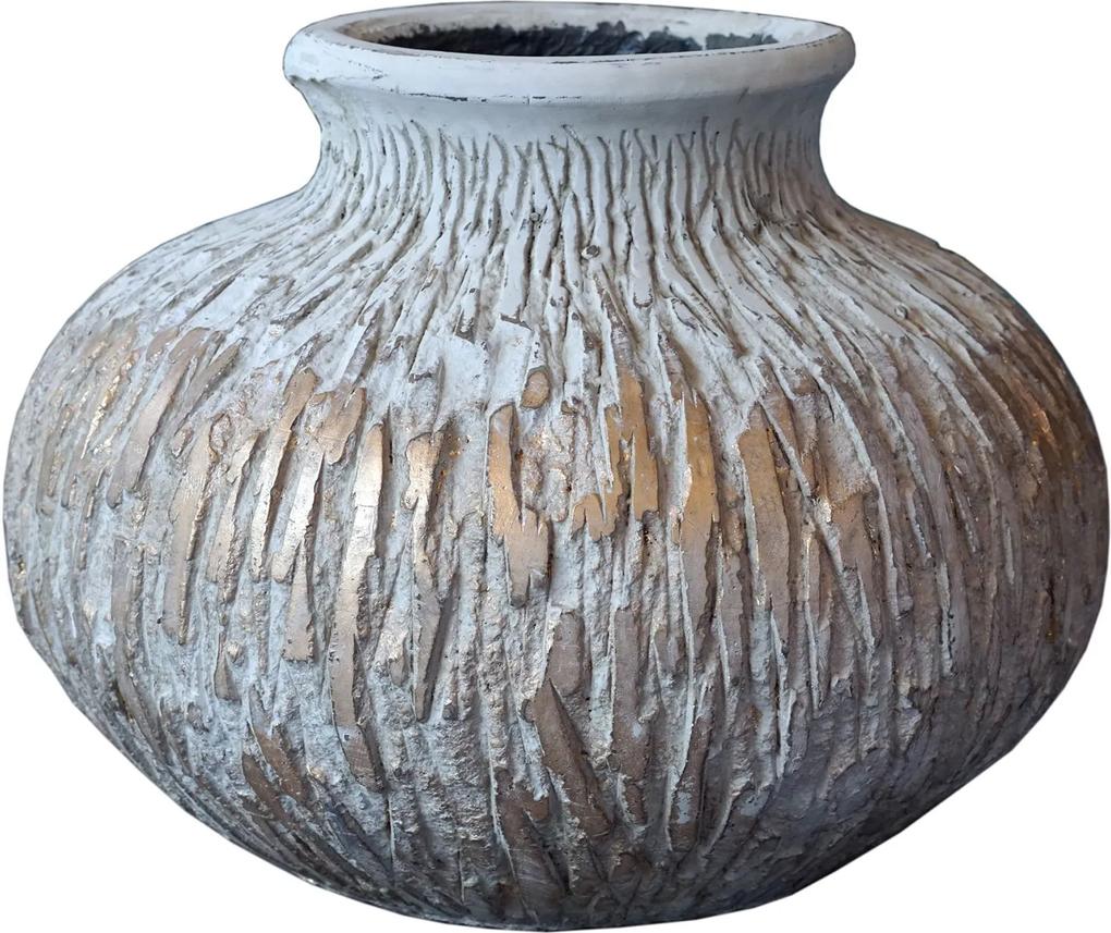 PTMD Collection | Bloempot Lima lengte 31 cm x breedte 31 cm x hoogte 24 cm grijs bloempotten cement decoratie vazen & bloempotten