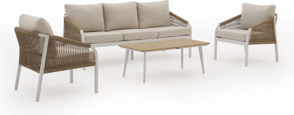 Stoel-bank loungeset Manifesto  | 5 personen | Loungeset Wit | Wicker (vlechtwerk) | Kees Smit Tuinmeubelen