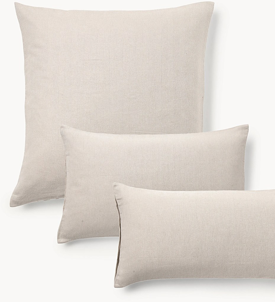 Flanellen kussenhoes Wanda met visgraatpatroon