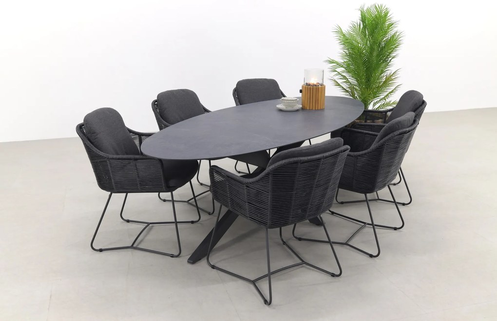 Belmond antraciet/Privada 240x107 - Ovale tuinset - 7-delig