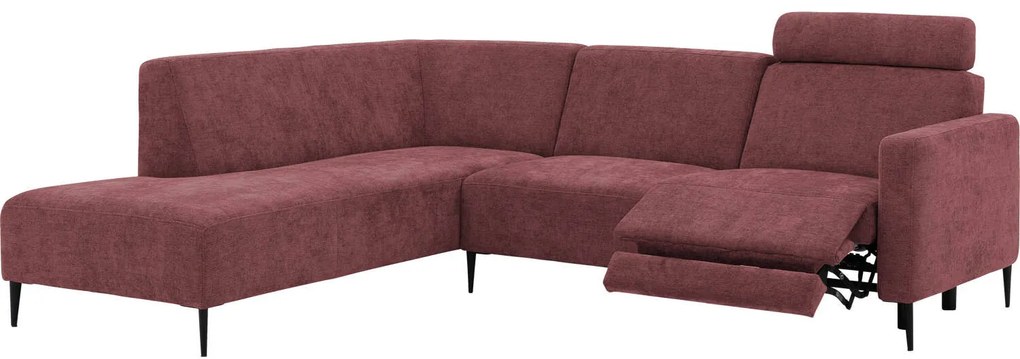 Goossens Hoekbank Tiolo Met Relaxfunctie En Hoofdsteun rood, stof, 3-zits, modern design met ligelement links
