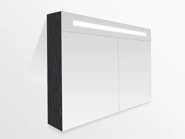 Spiegelkast Delia 80x70x15cm MDF Black Wood Geintegreerde LED Verlichting Lichtschakelaar Stopcontact