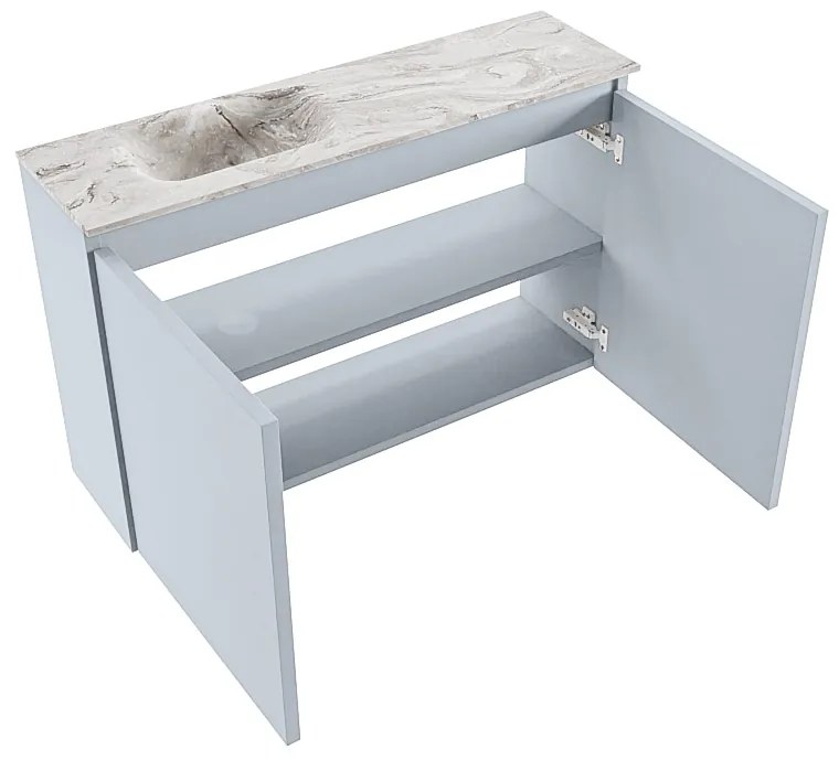 Mondiaz Ture DLux toiletmeubel 80cm clay met wastafel glace links met kraangat