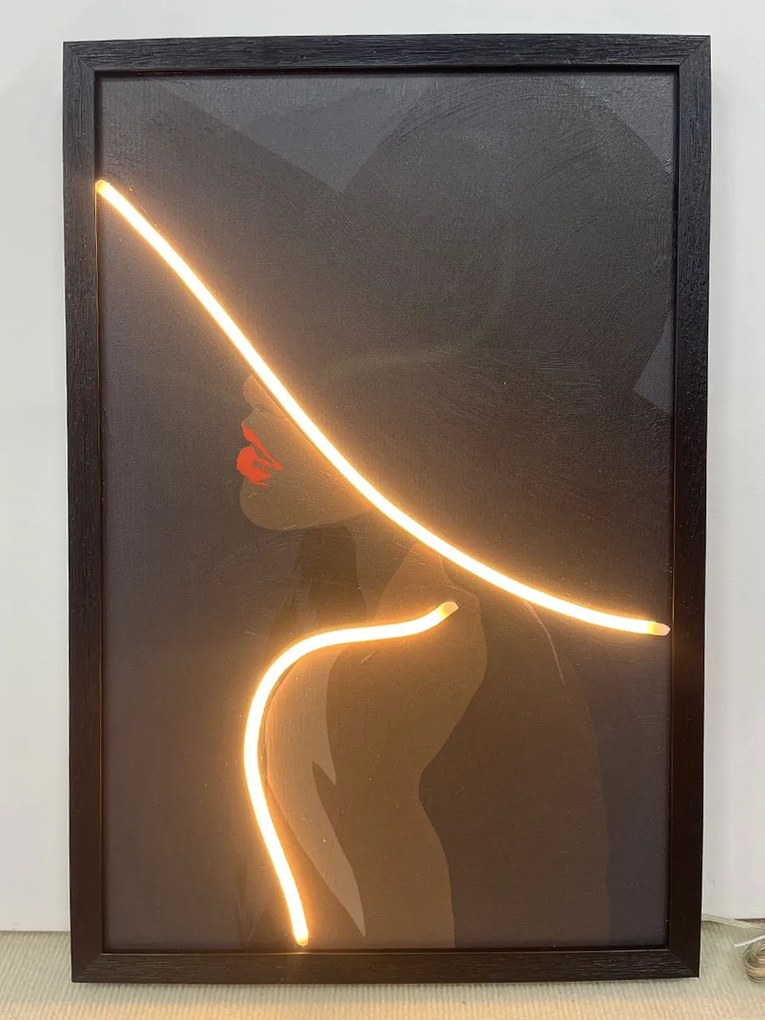 Neon Art Red Lips Woman