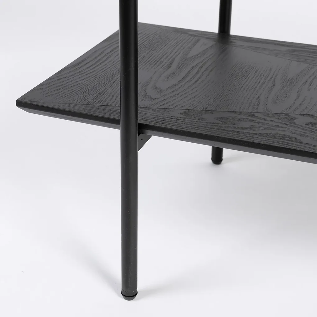 Zwarte Stellingkast Hout En Metaal - 120x40x180cm.