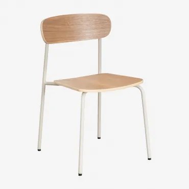 Set Van 4 Stapelbare Eetkamerstoelen Van Ijzer En Hout Wilpier Tapioca Beige & Natuurlijk Hout - Sklum