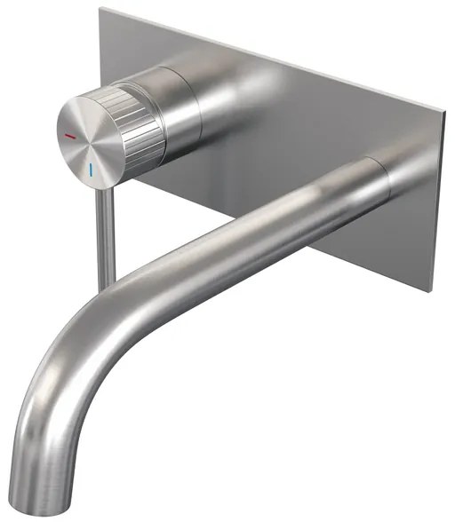 BRAUER Stripe Inbouw Wastafelmengkraan - gebogen uitloop en afdekplaat - model A2 - RVS-kleurig geborsteld PVD 5-NG-333