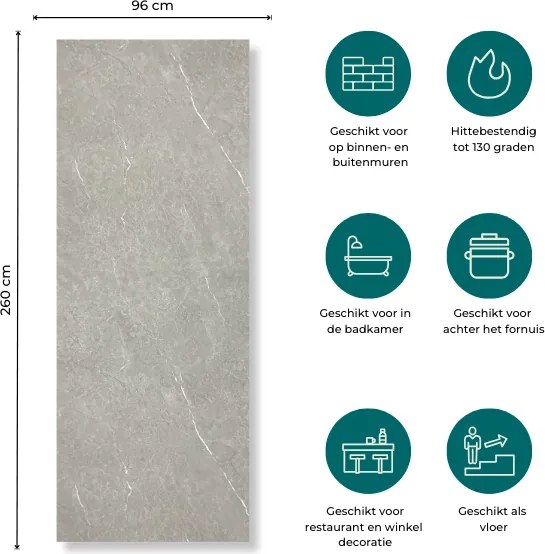 SPC Marmer Wandpaneel MAT Monreal 260x96x0.3cm | Badkamer Wandpanelen