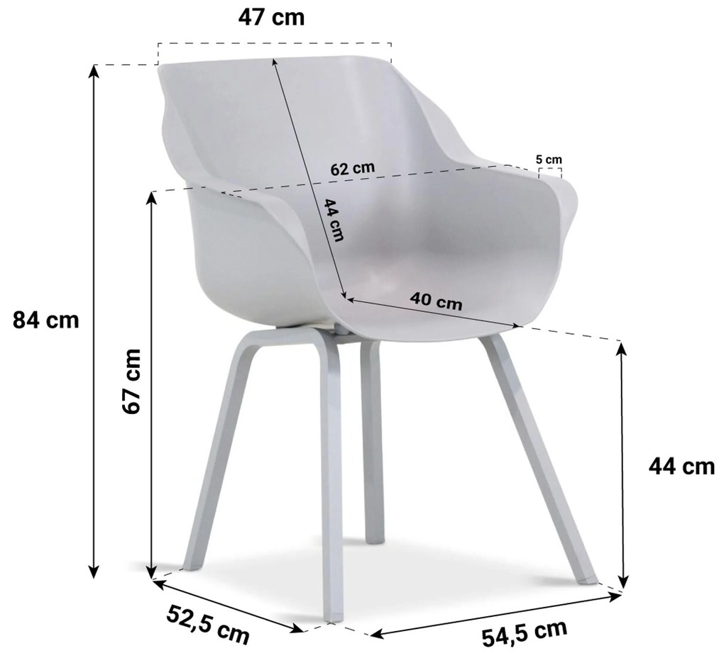 Tuinset 6 personen 220 cm Kunststof Grijs Hartman Sophie