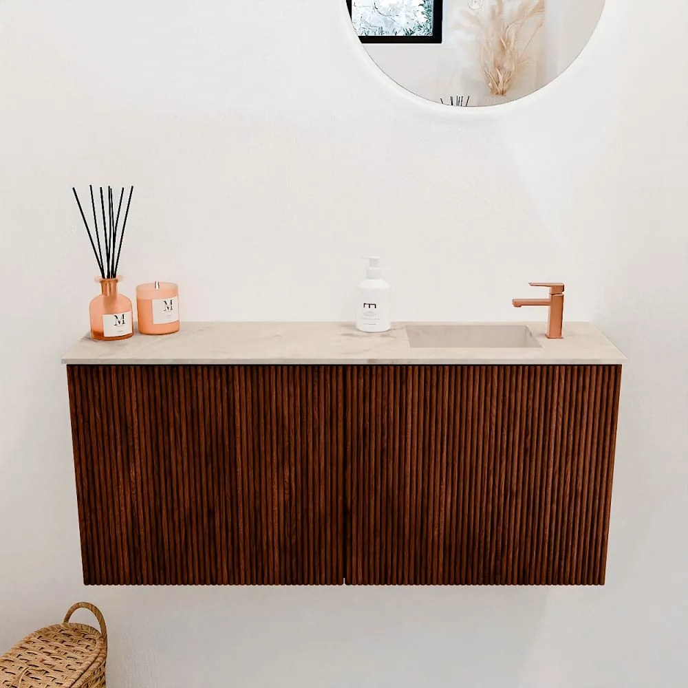 Mondiaz Joya DLux 90cm toiletmeubel ruby met wastafel faye rechts 1 kraangat frappe