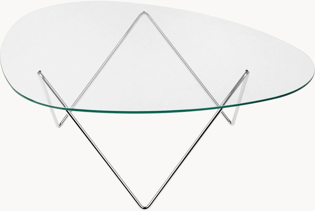 Ovale salontafel Pedrera met glazen tafelblad