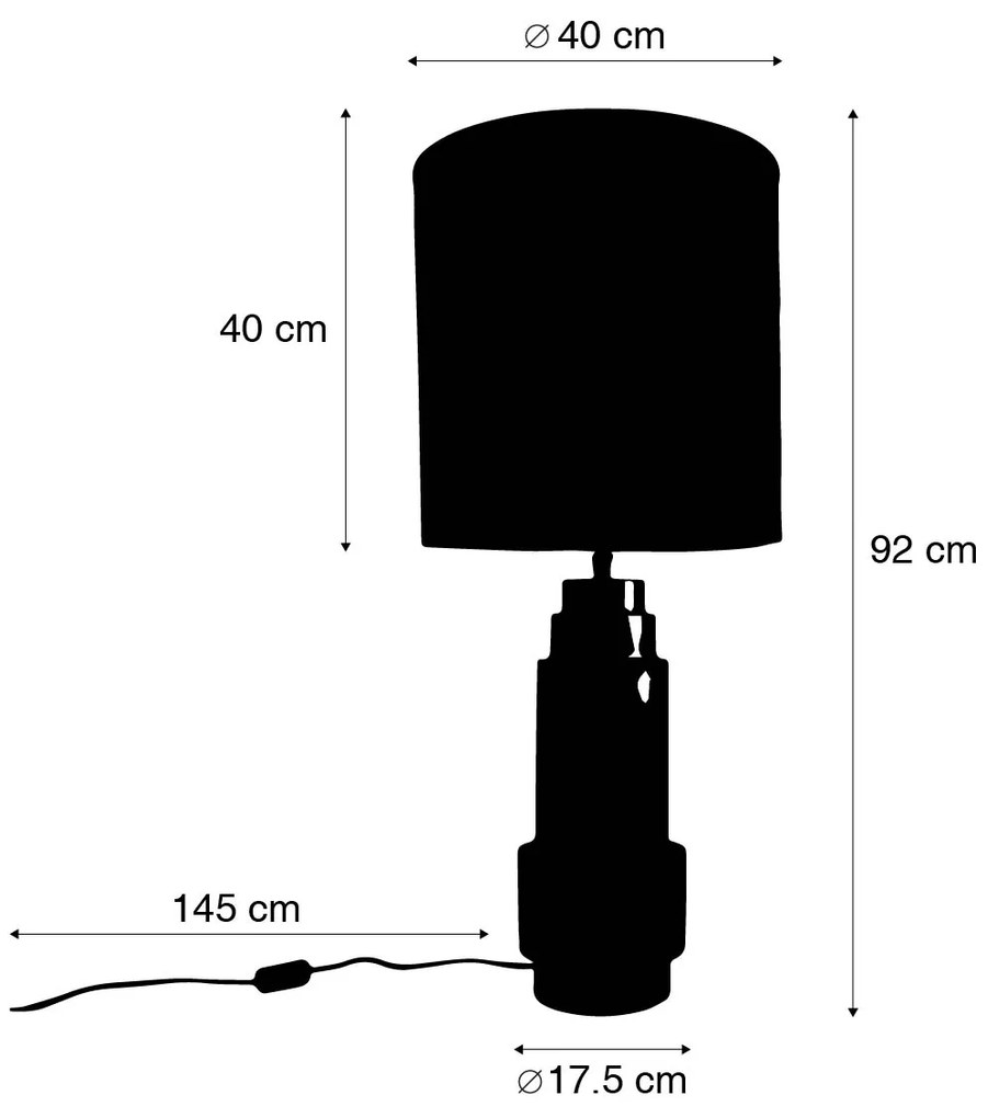 Tafellamp brons velours kap pauw Design 40 cm - Bruut Retro, Art Deco E27 rond Binnenverlichting Lamp