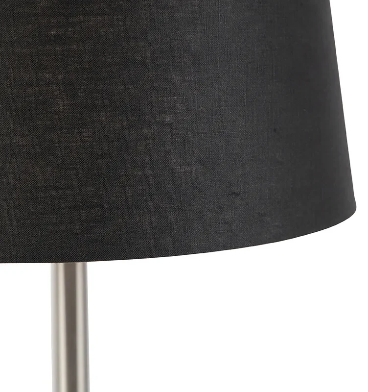 Stoffen Moderne tafellamp staal met zwarte kap 35 cm - Simplo Modern E27 rond Binnenverlichting Lamp