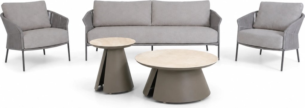 Stoel en Bank Loungeset 5 personen Rope Grijs  4 Seasons Outdoor Florence/Cayora