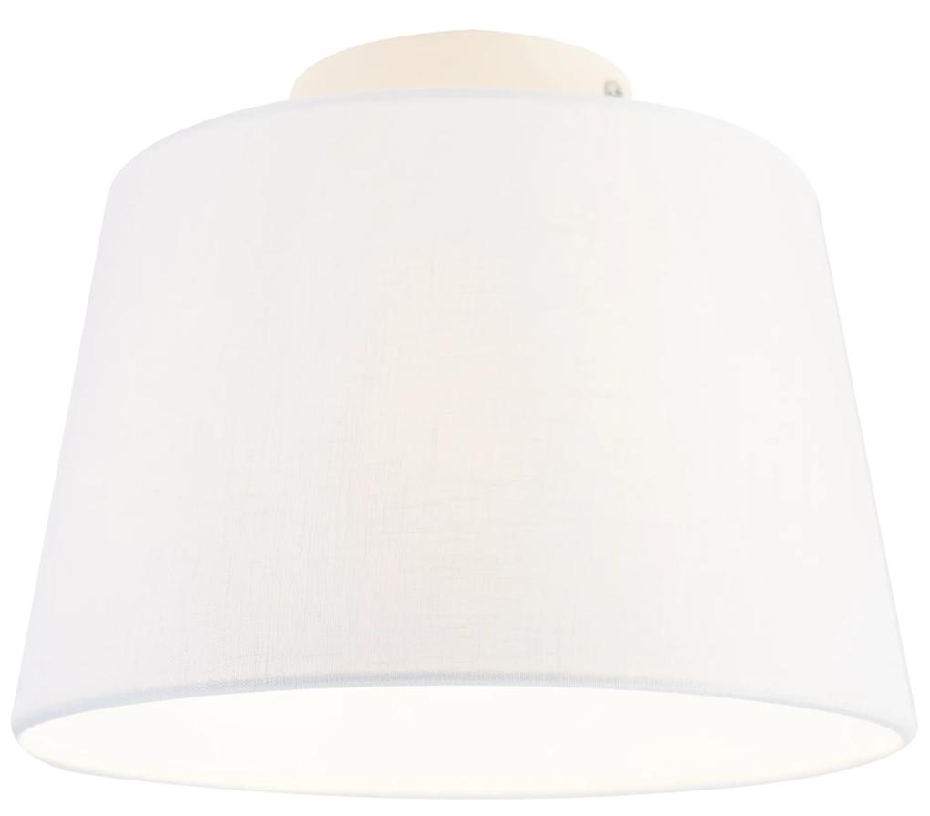 Stoffen Moderne plafondlamp met witte kap 25 cm - Combi Landelijk / Rustiek E27 rond Binnenverlichting Lamp