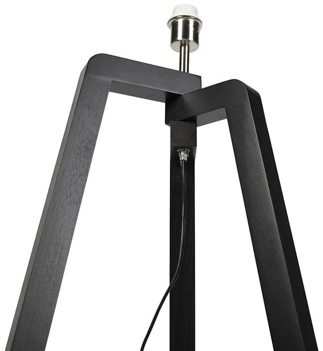 Landelijke vloerlamp tripod zwart zonder kap - Puros
