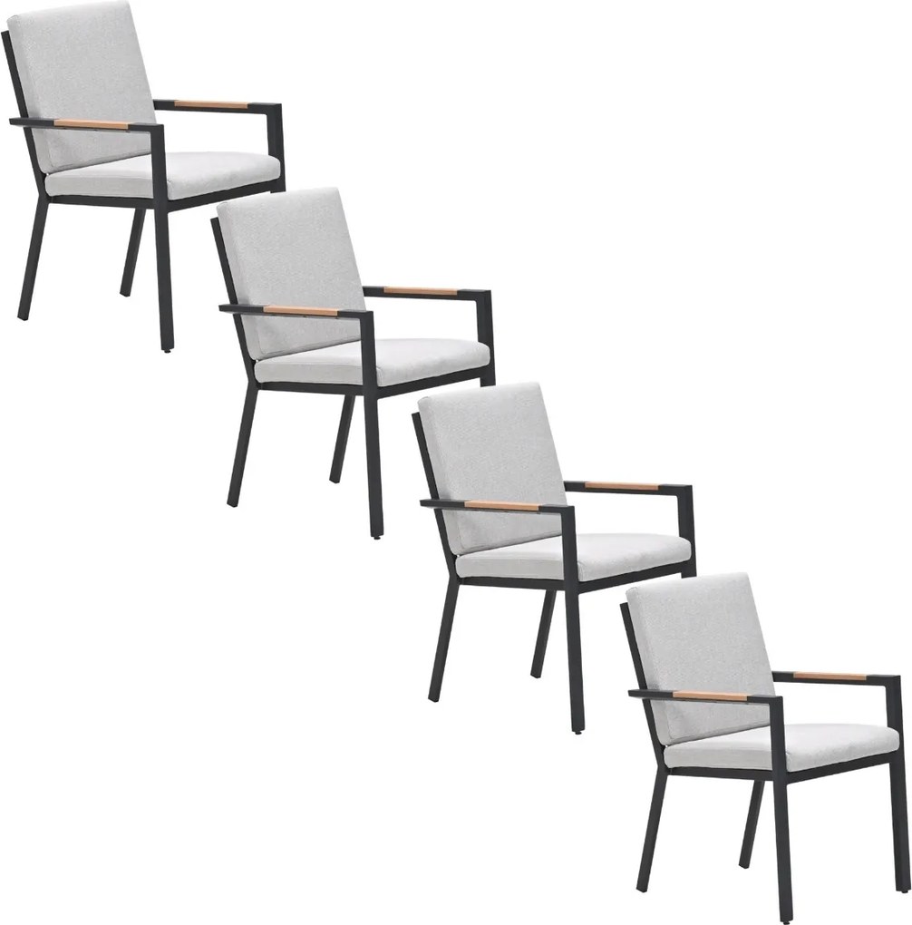 Garden Impressions Kasper tuinstoel stapelbaar donker grijs - 4 stuks