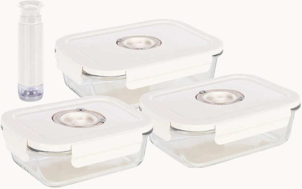 Voedselcontainers Aspifresh van glas met handpomp, 3-delig