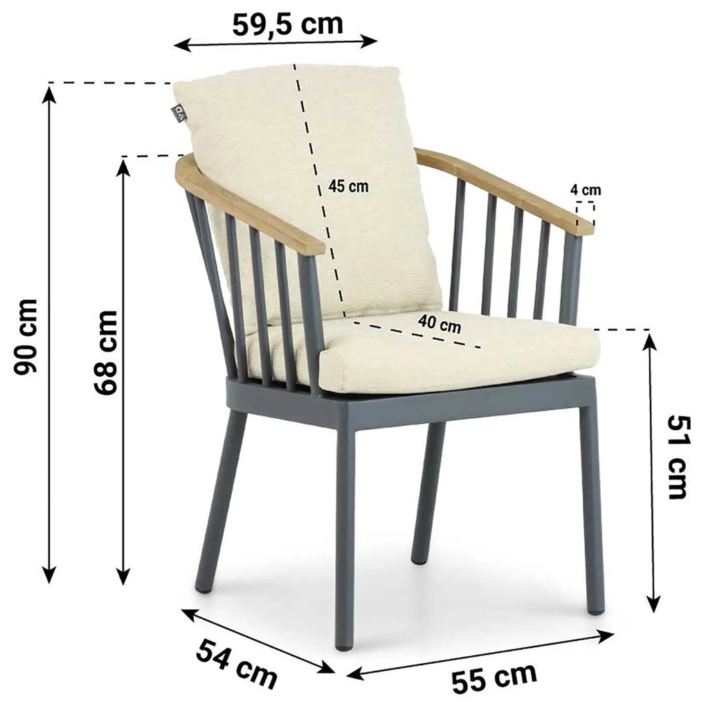 Tuinstoel Aluminium/Teak Grijs-antraciet Apple Bee Condor
