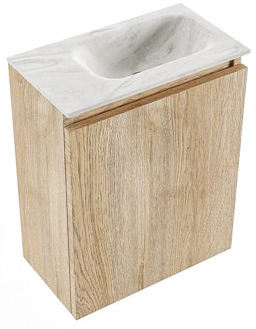 Mondiaz Ture DLux toiletmeubel 40cm washed oak met wastafel ostra rechts zonder kraangat