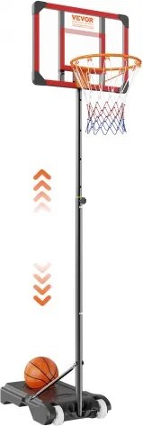 VEVOR Basketbalring Outdoor Basketbalstandaard 152,4-213,4 cm Verstelbare Hoogte, Basketbalsysteem Zwart Weerbestendig Roestvrij, Basketbalringstandaard met Water of Zand Mobiel