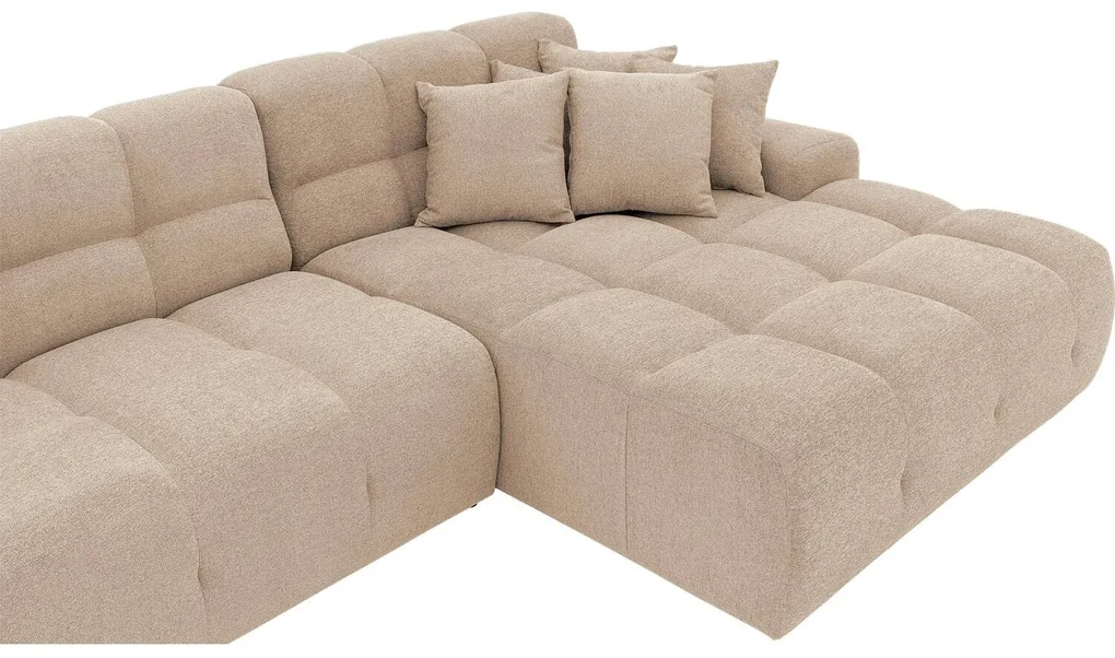 Goossens Excellent Bank Kubus - 30 X 30 Cm Stiksel wit, stof, 1,5-zits, modern design met chaise longue rechts