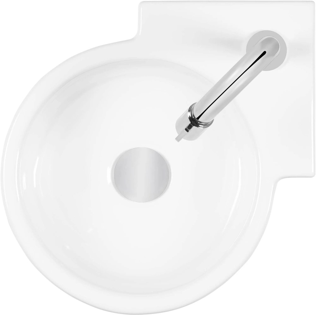 Saqu Rondo hoekfonteinset met chromen kraan glanzend wit keramiek