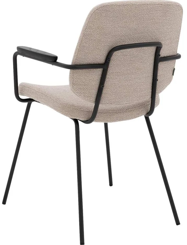 Goossens Eetkamerstoel Hjalmar beige stof met armleuning, modern design