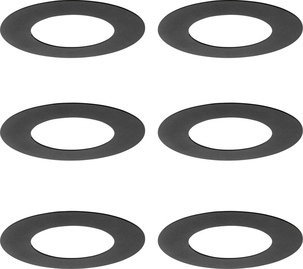 Set van 6 opvulringen zwart voor inbouwspots 7,5 - 13 cm - Spacer