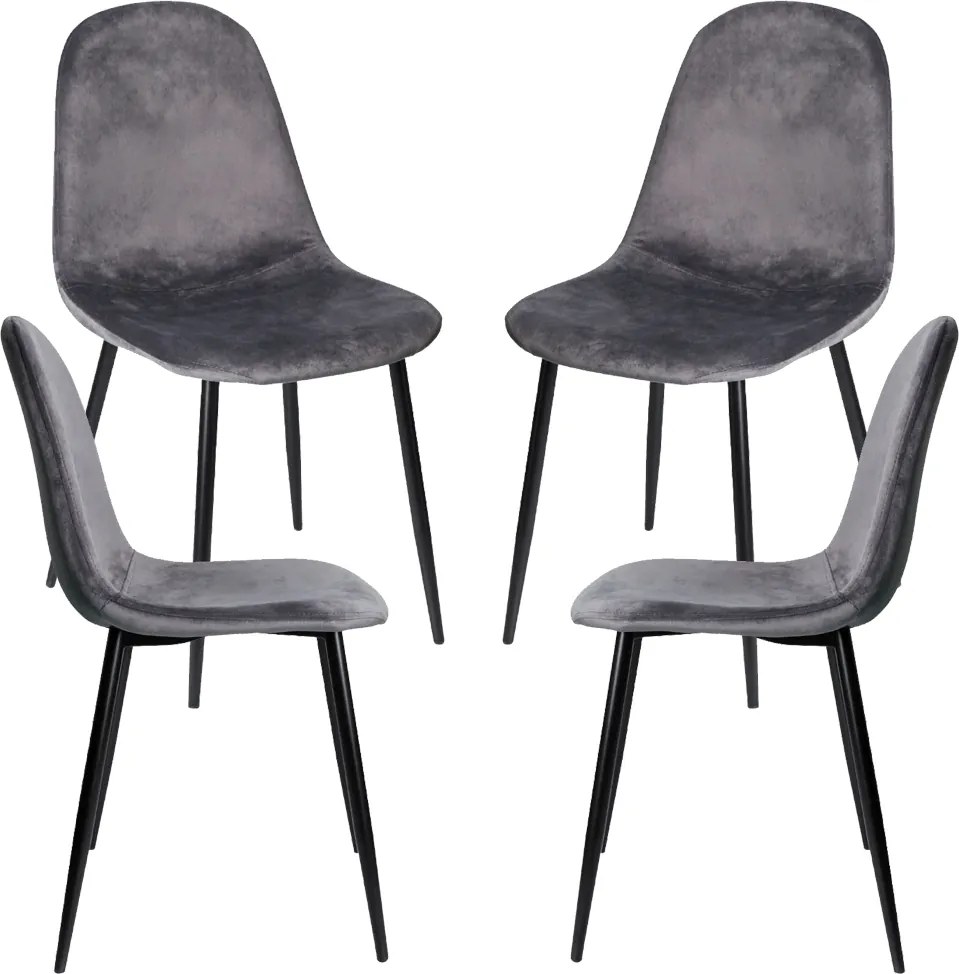 Set 4 Teok Black Fluwelen Stoelen