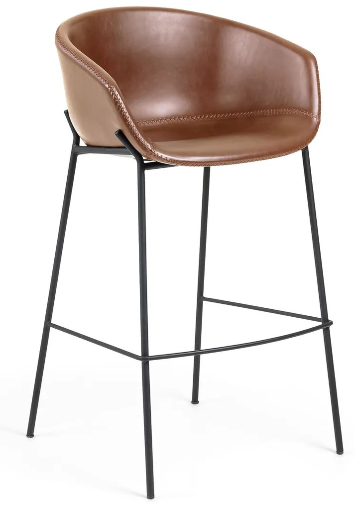Kave Home Yvette Leren Barkruk Lichtbruin