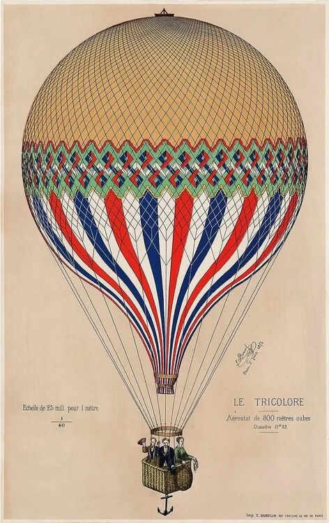 Poster E. Hamelin - Heißluftballon Le Tricolore