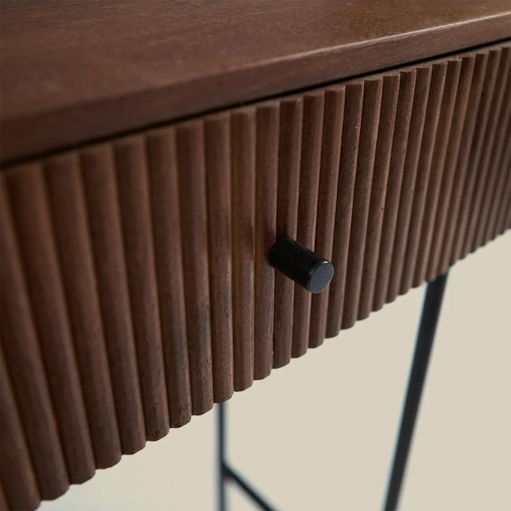 Sidetable Ribbel Hout 120 Cm - 120 X 35cm.