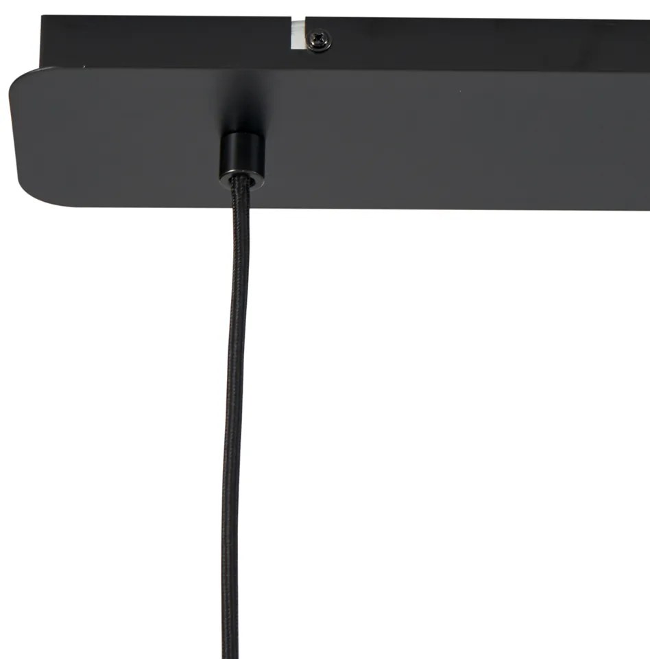 Japandi hanglamp zwart met bruine stoffen kap 2-lichts - Bida