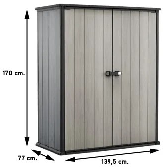 Keter high store opbergkast - 139,5x77x170 cm.