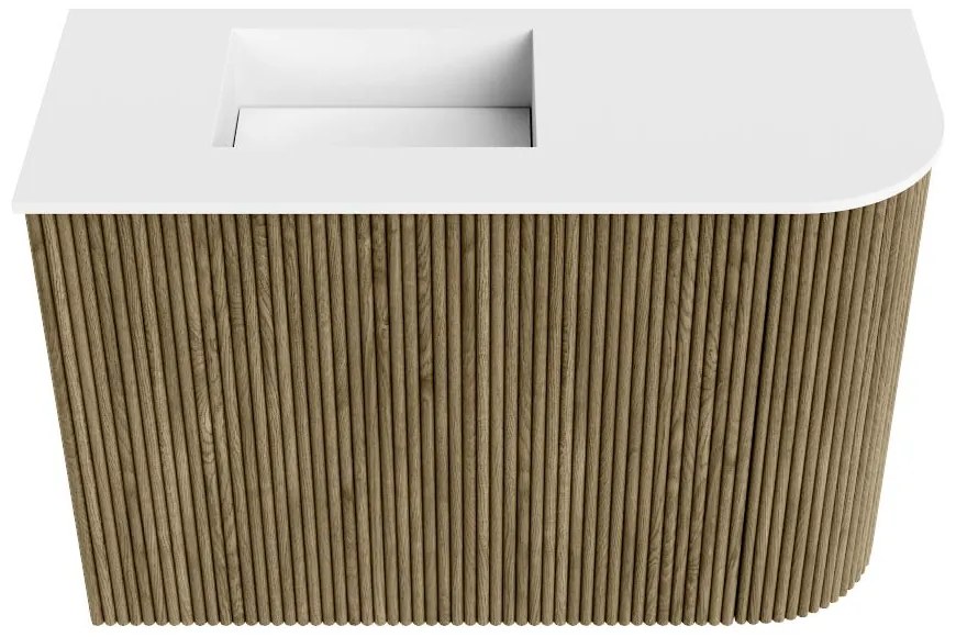 Mondiaz Joya 60cm toiletmeubel ronding rechts dusk met wastafel faye links 1 kraangat talc