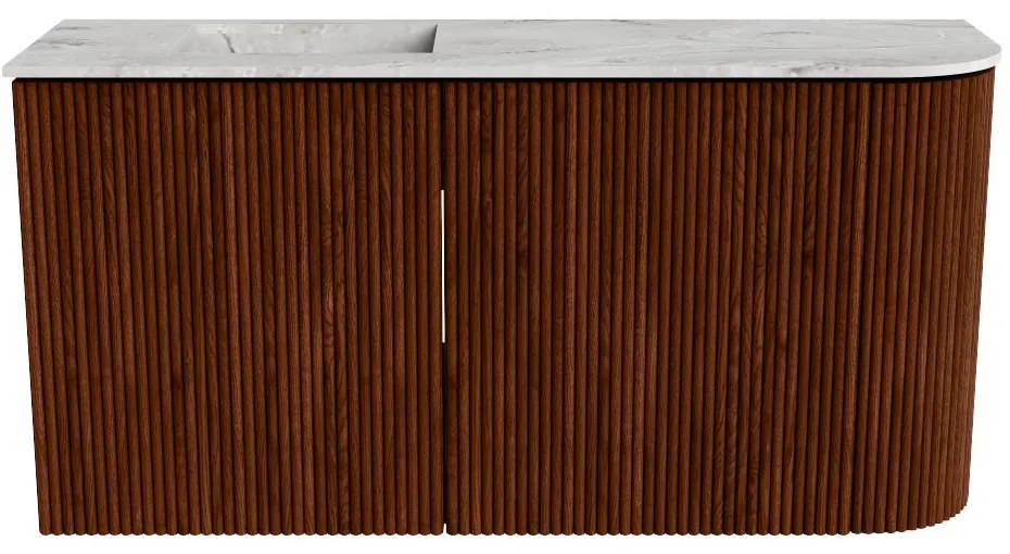Mondiaz Joya DLux 80cm toiletmeubel ronding rechts ruby met wastafel faye links 1 kraangat glace