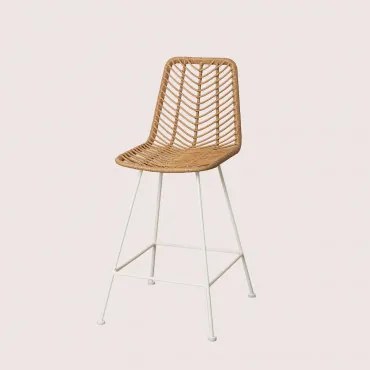 Set Van 2 Hoge Krukken In Synthetisch Rotan Natuurlijke Gouda Natuurlijk & ↑65 Cm & Wit & Geen Kussen - Sklum