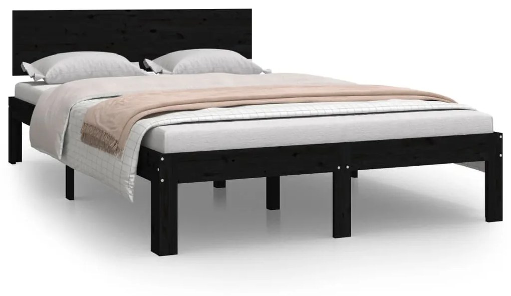 vidaXL Bedframe massief grenenhout zwart 120x200 cm