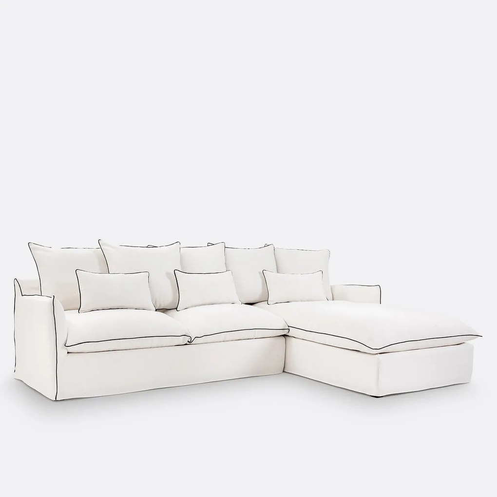 Hoekbank, afneembare hoes, 4 zits, dik linnen, Odna