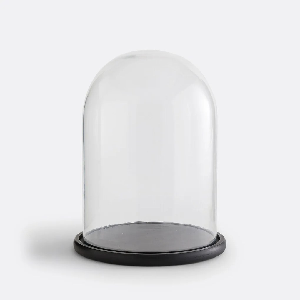 Stolp in glas met zwarte sokkel H32 cm, Campa