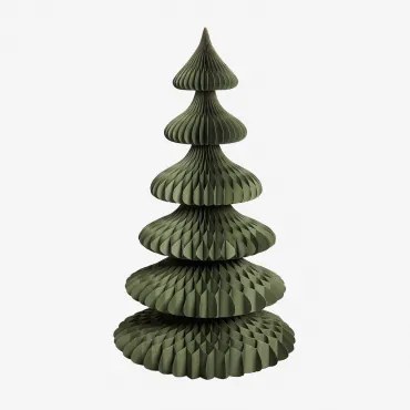 Kerstboom Van Papier Aurina ↑140 Cm & Groen Pesto Met Gouden Rand - Sklum