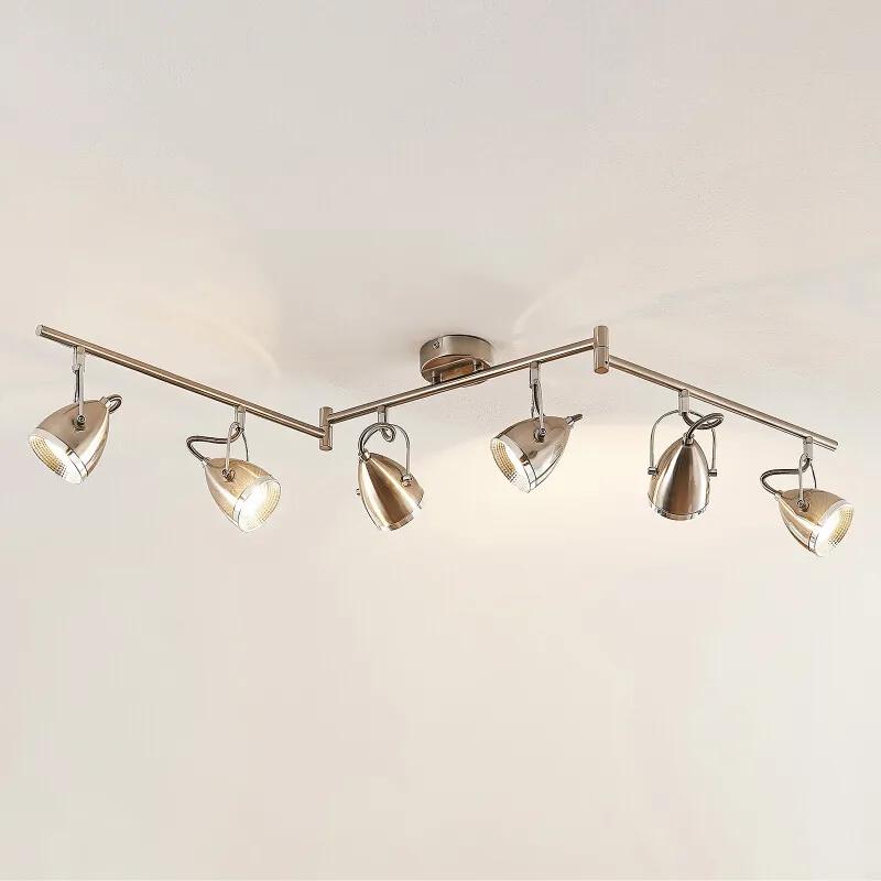 Jadon LED plafondspot met nikkel 6-lamps - lampen-24