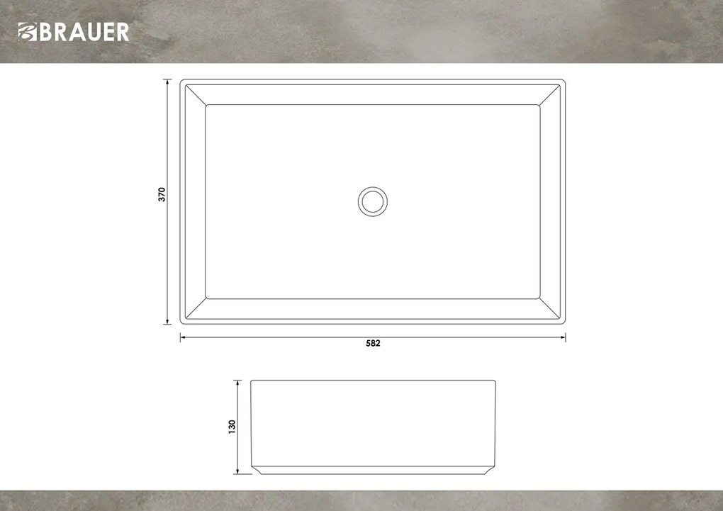 Brauer Vortex waskom fine stone 58x37cm wit mat